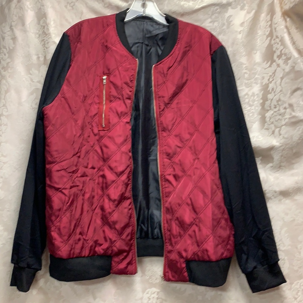 Black and Maroon Quilted Fashion Jacket 3XL on Tag